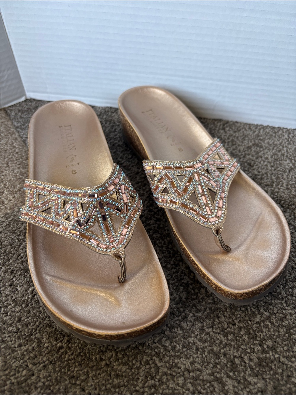 Italian Shoemakers Rhinestone Sandals “Emilie” Copper - 8